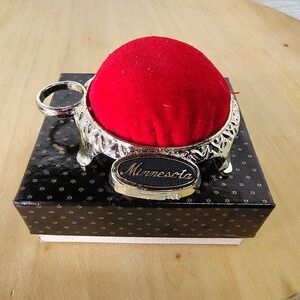 Vtg Minnesota‎ Travel Souvenir Pin Cushion with Ring Holder Sewing Craft Decor